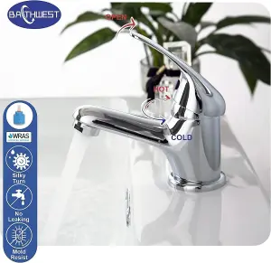 BATHWEST Chrome Brass Bathroom Basin Mixer Taps Monobloc Sink Mixer Taps Single Lever