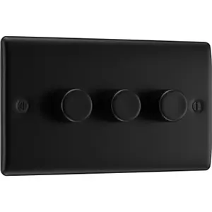 BG Nexus Metal 200W Triple Wall Dimmer Switch, 2 Way, Matt Black