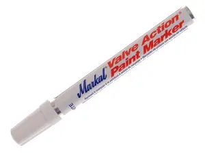 Markal White Valve Action Paint Marker for Various Surfaces