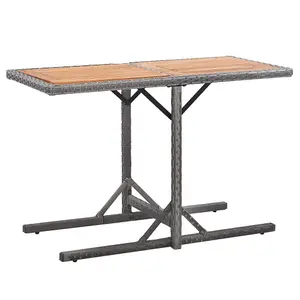 Berkfield Garden Table Anthracite Poly Rattan and Solid Acacia Wood