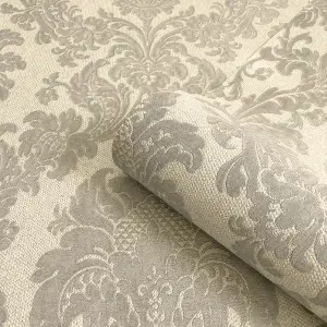 Belgravia Décor Ciara Damask Soft Silver Wallpaper