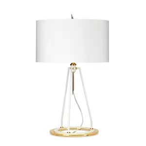 Table Lamp White with Metallic Gold Lining Shade White Polished Gold LED E27 60W