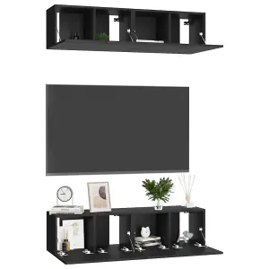 Berkfield TV Cabinets 4 pcs Black 60x30x30 cm Engineered Wood