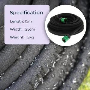 Garden Sprinkler Hose Pipes Irrigation System Garden Tools & Equipment Watering Drip Lawn Water Saving Black Rubber 15M