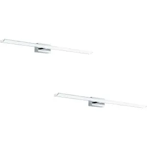 2 PACK Wall Light Colour IP44 Bathroom Chrome Shade White Plastic LED 21W Incl