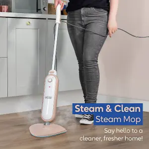 Russell Hobbs RHSM1001BP-G Steam & Clean Steam Mop in Blush Pink