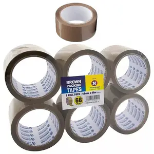 6 X Rolls Brown Packing Tape Stationary 48Mm X 66M Parcel Sellotape Office