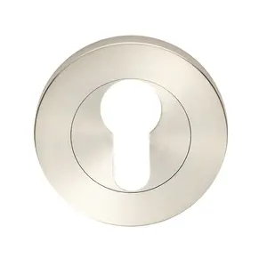 55mm Euro Profile Round Escutcheon 8mm Depth Concealed Fix Satin Steel