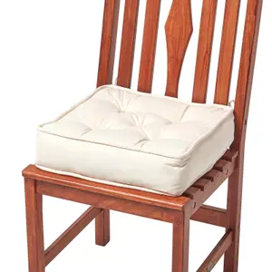 Homescapes Cream Cotton Dining Chair Booster Cushion