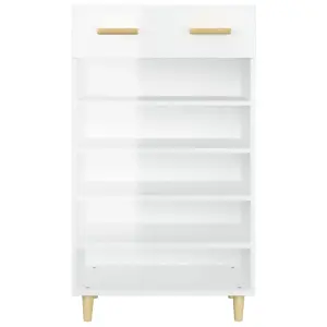 Berkfield Shoe Cabinet High Gloss White 60x35x105 cm Engineered Wood