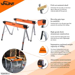 Vaunt V2003011 Heavy Duty Lightweight Saw Horse Twin Pack Load Capacity 1000kg