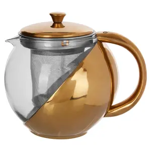 Maison by Premier Miller Gold Finish Glass 600 ml Teapot With Infuser