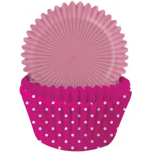 Anniversary House Dotted Muffin and Cupcake Cases (Pack of 75) Pink/White (One Size)