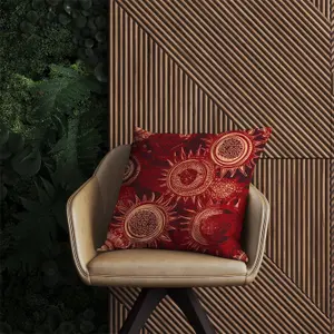 Abstract Red Moon and Sun Outdoor Cushion 60cm x 60cm