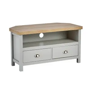 Home Source Avon 2 Drawer Corner TV Unit Stand Grey