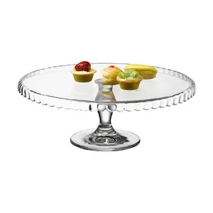 Queensway Home & Dining 32cm Diameter Footed Glass Service Plate Cake Platter Centerpiece Display Stand