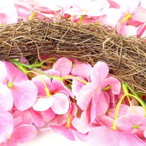 40cm Artificial Pink Floral Blossom Wreath