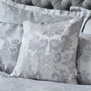 Catherine Lansfield Living Damask Jacquard 43x43cm Cushion Silver