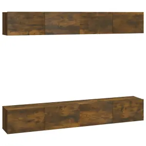 Berkfield Wall TV Cabinets 4 pcs Smoked Oak 100x30x30 cm