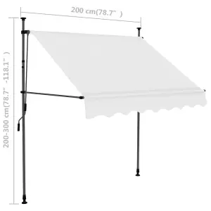 Berkfield Manual Retractable Awning with LED 200 cm Cream