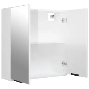 Berkfield Bathroom Mirror Cabinet High Gloss White 64x20x67 cm