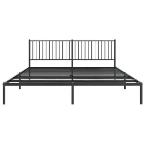 Berkfield Metal Bed Frame with Headboard Black 193x203 cm