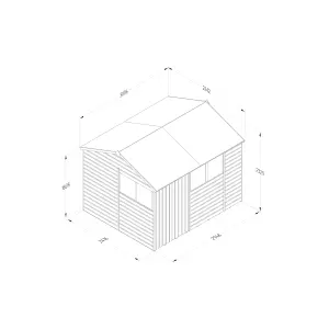 Forest Garden Beckwood Shiplap 10x8 ft Reverse apex Natural timber Wooden Pressure treated 2 door Shed with floor & 4 windows (Base included) - Assembly service included