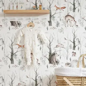 Forest Friends Wallpaper In Earthy Tones