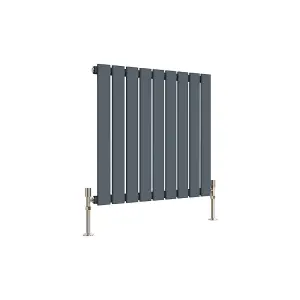 Horizontal Anthracite Single Flat Panel Radiator (H) 600 mm x (W) 612 mm, 1982 BTU.