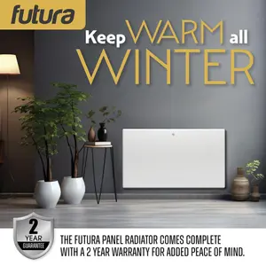 Futura Electric 1500W Radiator Panel Heater Wall Mounted or Floor Standing Bathroom Safe Timer and Thermostat Control