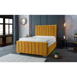 Redding Plush Velvet Mustard Bed Frame