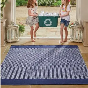 Rug Trellis Outdoor Navy Woven for Livingroom, Bedroom, Dining room,Recycled Material - 120cm X 170cm (3.9ft. X 5.5 ft.)