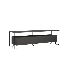 Decortie Cornea Modern TV Unit Anthracite Grey with Storage TV Cabinet 150cm