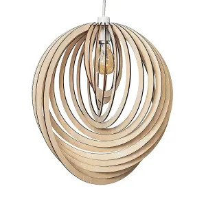 ValueLights Lenko Modern Droplet Shaped Wooden Spiral Design Self Assembly Ceiling Pendant Light Shade