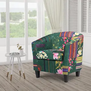 Fabric Green Patchwork Tricia Tub Chair