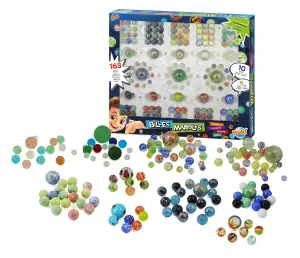 Coloured Glass Marbles Classic Retro Traditional Game Toy - Box of 163