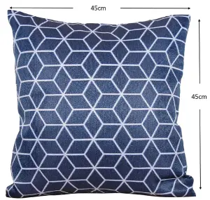 Pair of Outdoor Garden Sofa Chair Furniture Scatter Cushions - Blue Geometric