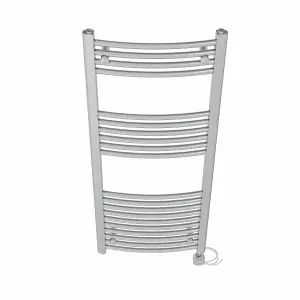 Right Radiators Prefilled Thermostatic Electric Heated Towel Rail Curved Ladder Warmer Rads - Chrome 1200x500 mm