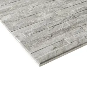 Shaded slate Grey Matt Split Face Porcelain Indoor Wall Tile Sample