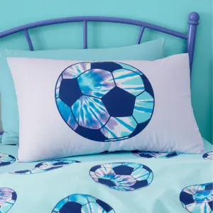 Catherine Lansfield Bedding Kids Tie Dye Football Reversible Duvet Cover Set Lilac