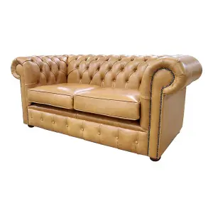 Chesterfield 2 Seater Old English Buckskin Leather Sofa Settee Bespoke In Classic Style