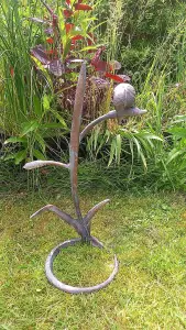 Kingfisher on Reeds Garden Ornament Sculpture with an Aged Bronze Finish