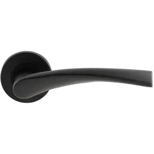 PAIR Twisted Angular Design Handle On Round Rose Concealed Fix Matt Black