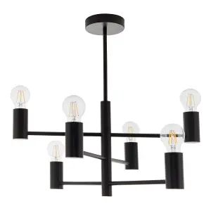 Anson Lighting Arvilla Black 6 Light Semi Flush Ceiling Fitting