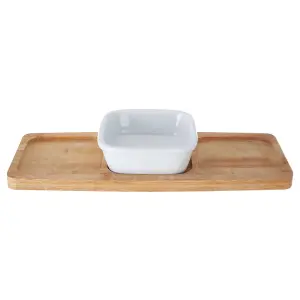 Maison by Premier Bamboo Snack Tray With White Bowl