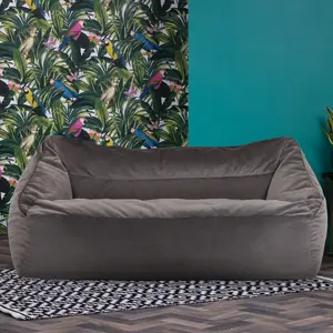 icon Cecilia Bean Bag Sofa Charcoal Grey Giant Velvet Bean Bag Chair