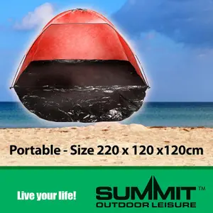 Red UV Protection Beach Shelter Factor 40 Tent In Carry Bag