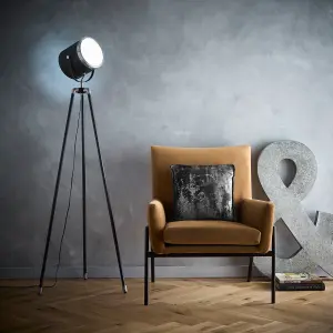 Dagon Black and Satin Nickel Tripod Projector Spot Light Style Floor Lamp