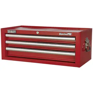 Lockable Red 3 Drawer Tool Chest - 670 x 320 x 255mm Storage Solution