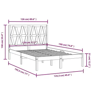 Berkfield Bed Frame Solid Wood Pine 120x190 cm Small Double